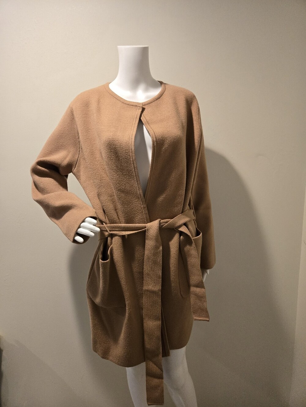 Untuckit Catherine Belted Open Cardigan Tan M